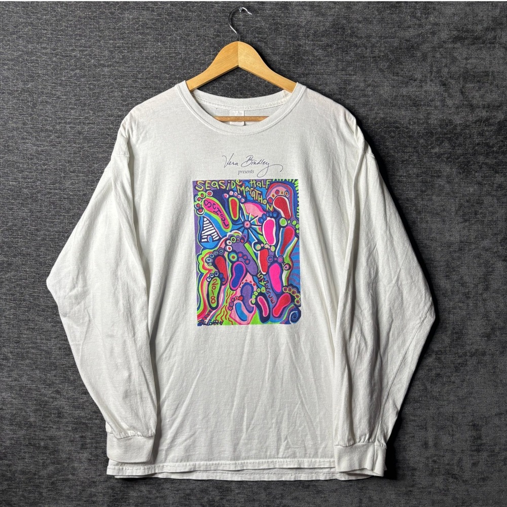 Vera Bradley Seaside Half Marathon 2018 Long Sleeve Art T-Shirt White XL